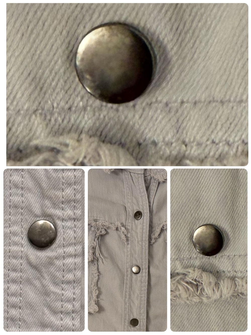 Elan Devan Rock & Roll Oversized Utility Shacket Gray Distressed Cotton Medium - Picture 8 of 16